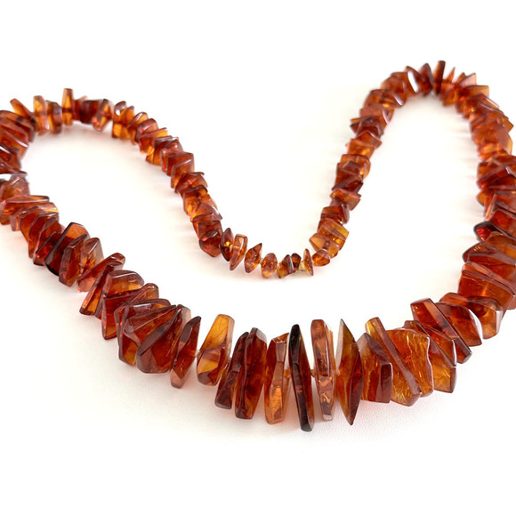 Vintage Natural Baltic Amber Graduated Long Beaded Chunky Hand Knotted Necklace - Picture 9 of 16